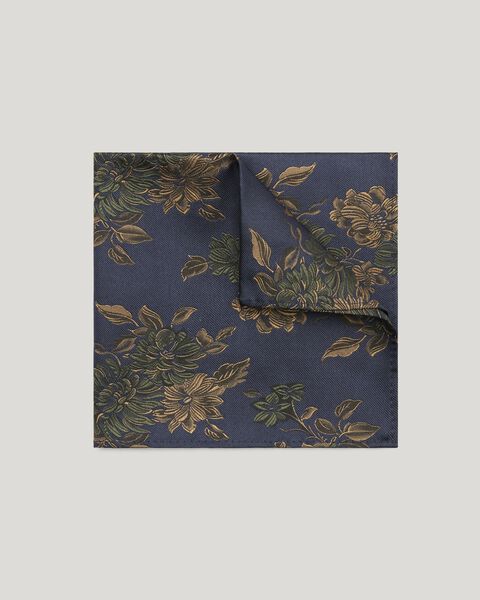 Large Spaced Floral Silk Pocket Square